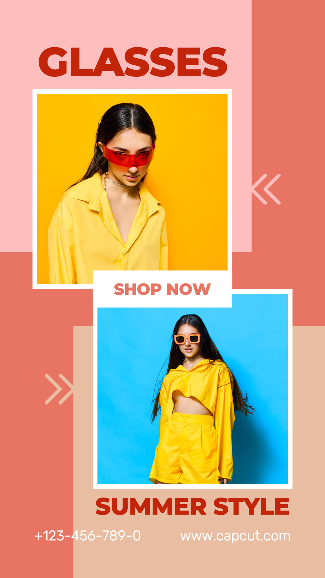 Tone On Tone Style Marketing Poster Óculos Estilo Verão Instagram Story Red