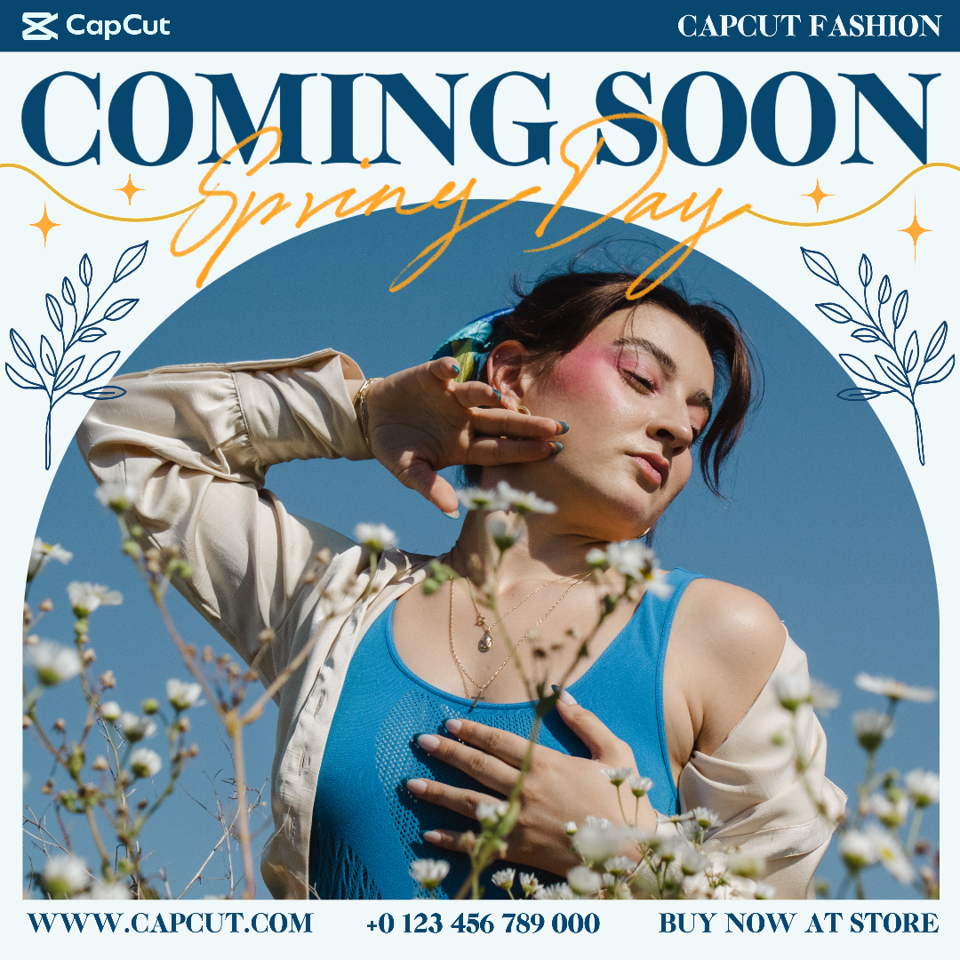 Coming Soon Spring Day Product Display Instagram Post Blue White Minimalist