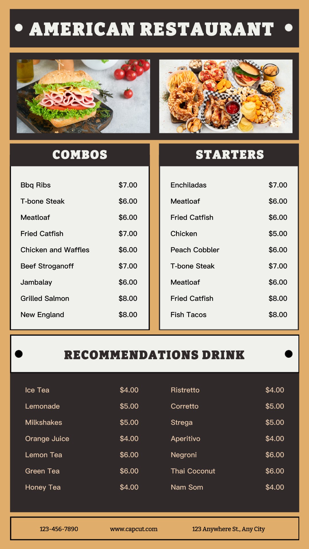 Food American Food Menu Instagram Story