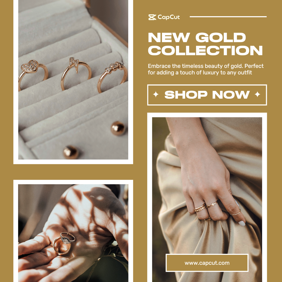 Minimalistisches Collage-Schmuck-Marketing-Poster Instagram Post Braun