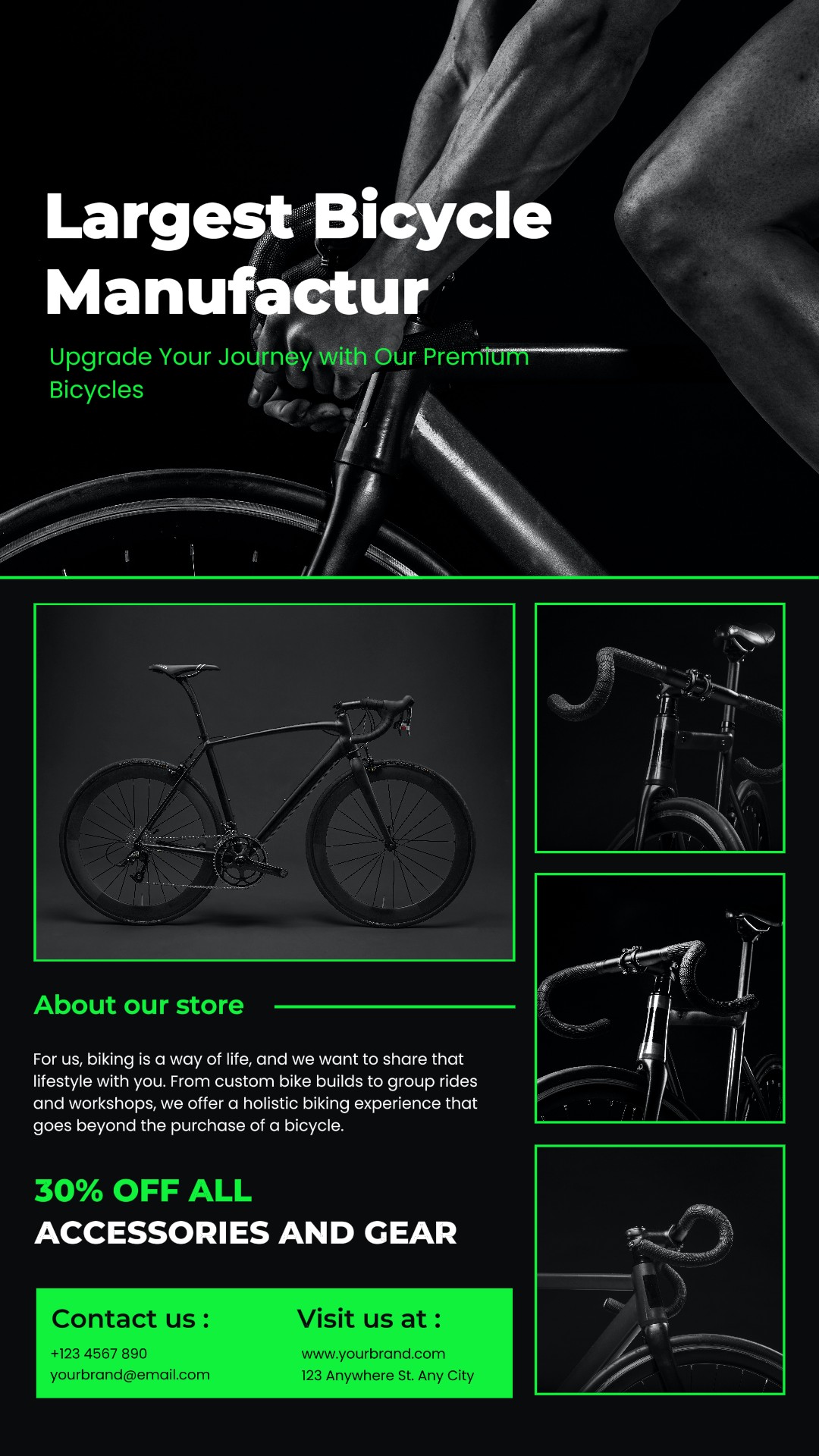 Exibição de produto de bicicleta escura moderna história do Instagram