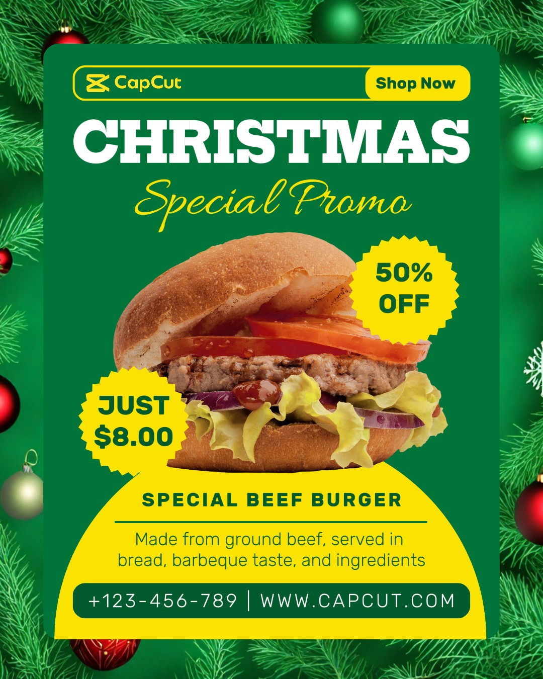 Especial de Natal Promo Beef Burger Instagram Post