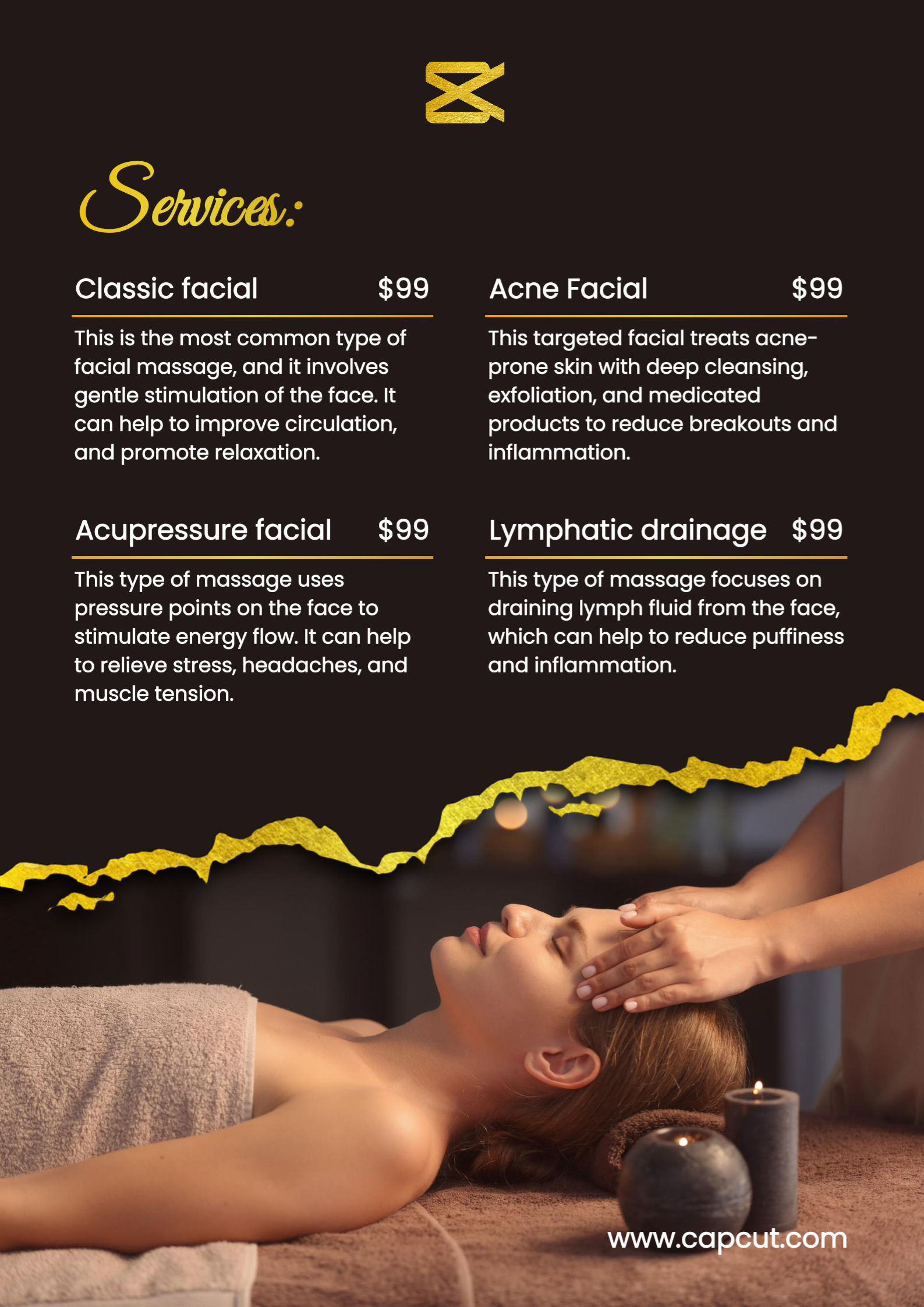 Services de massage facial - Modèle d'affiche