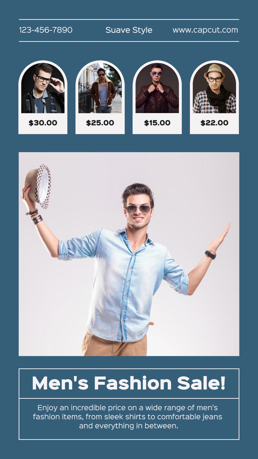 Promoção de moda masculina história do instagram