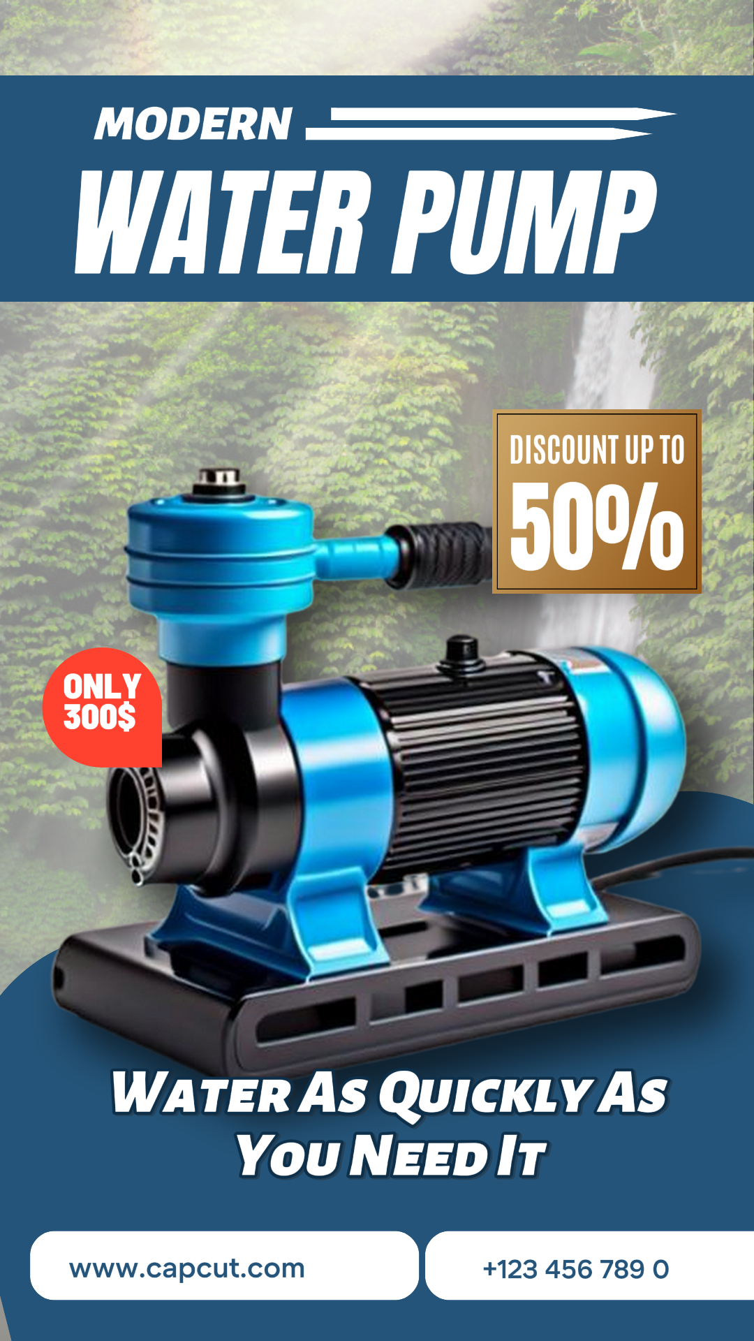 Elektronisch, Minimalistisches Wasserpumpendesign, Instagram Story Wasserfallhintergrund