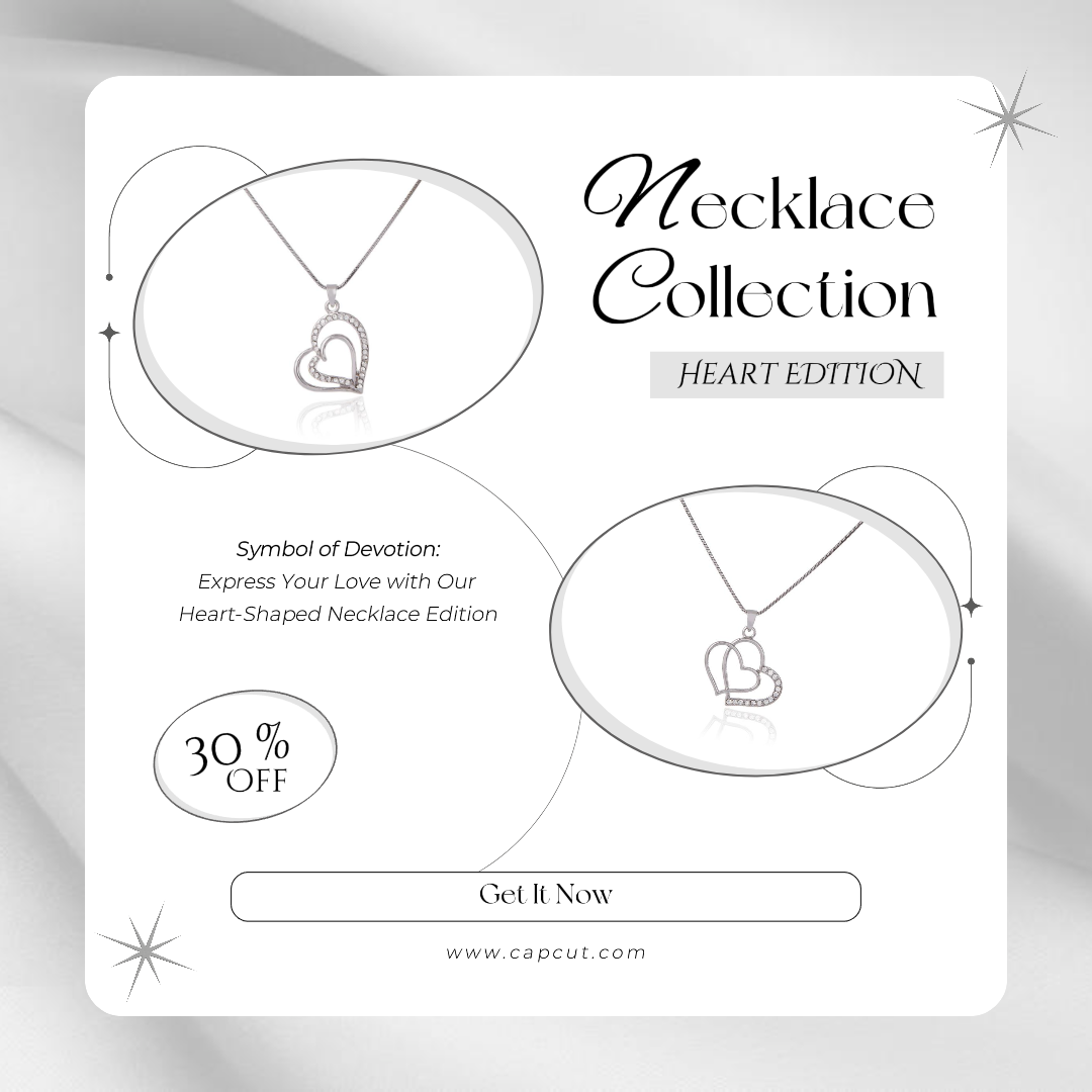 Schmuck Marketing Poster Instagram Post Grau Zwei Bilder Minimalistischer Stil