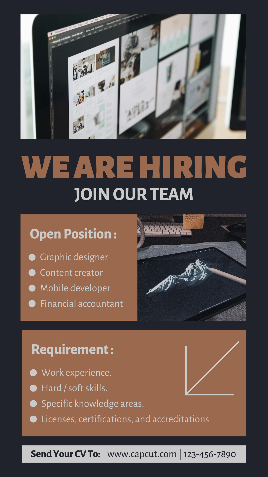 Affiche de marketing d'entreprise et de bureau Nous embauchons Instagram Story Minimalist