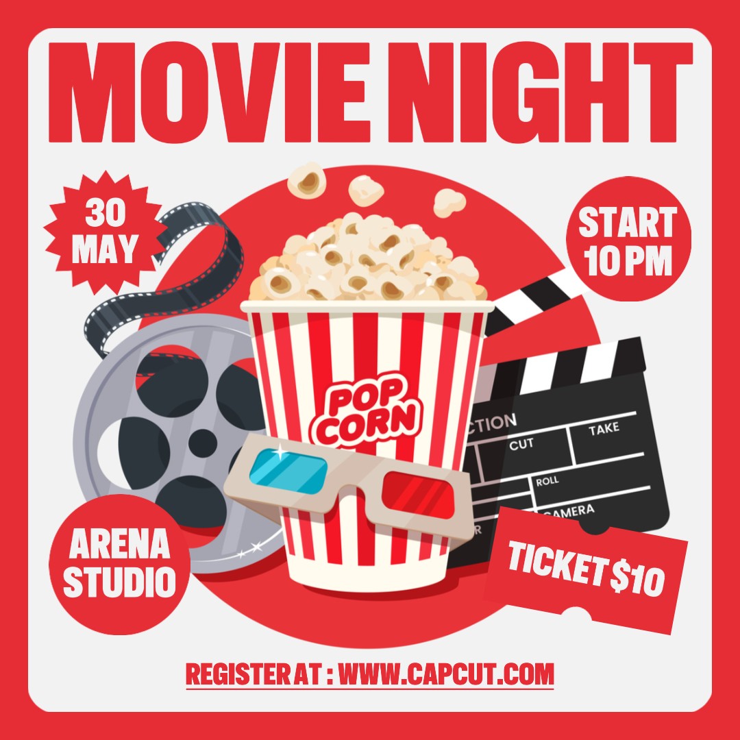 Other Event Movie Night Promotion Instagram Post Red Flat Modern