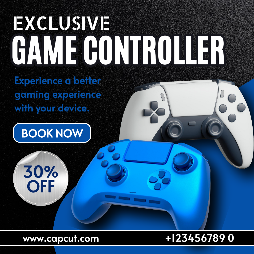 Anuncios de Facebook, Electrónica, controlador de consola de juegos, diseño azul blanco, publicación en redes sociales