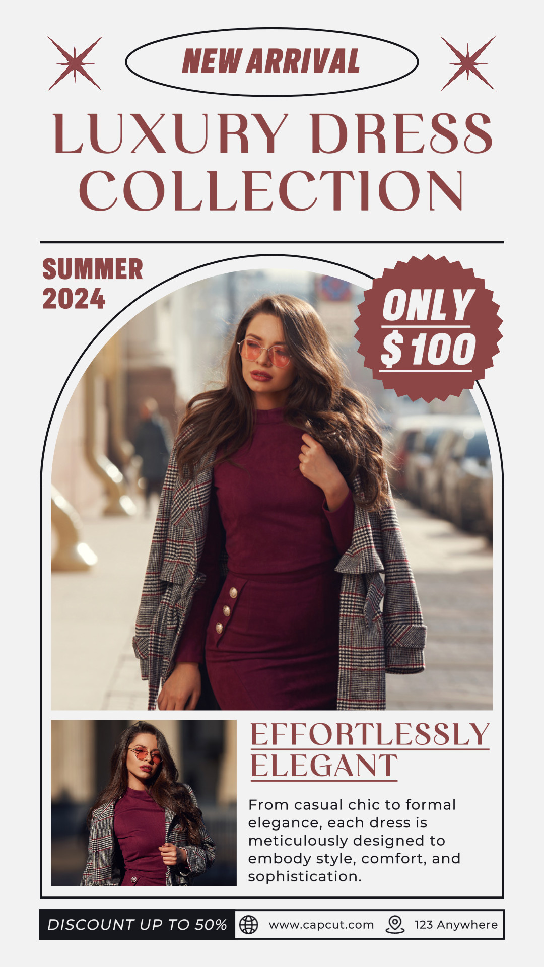 Cartel de marketing de ropa y zapatos Vestido de mujer TikTok Post Estilo delicado