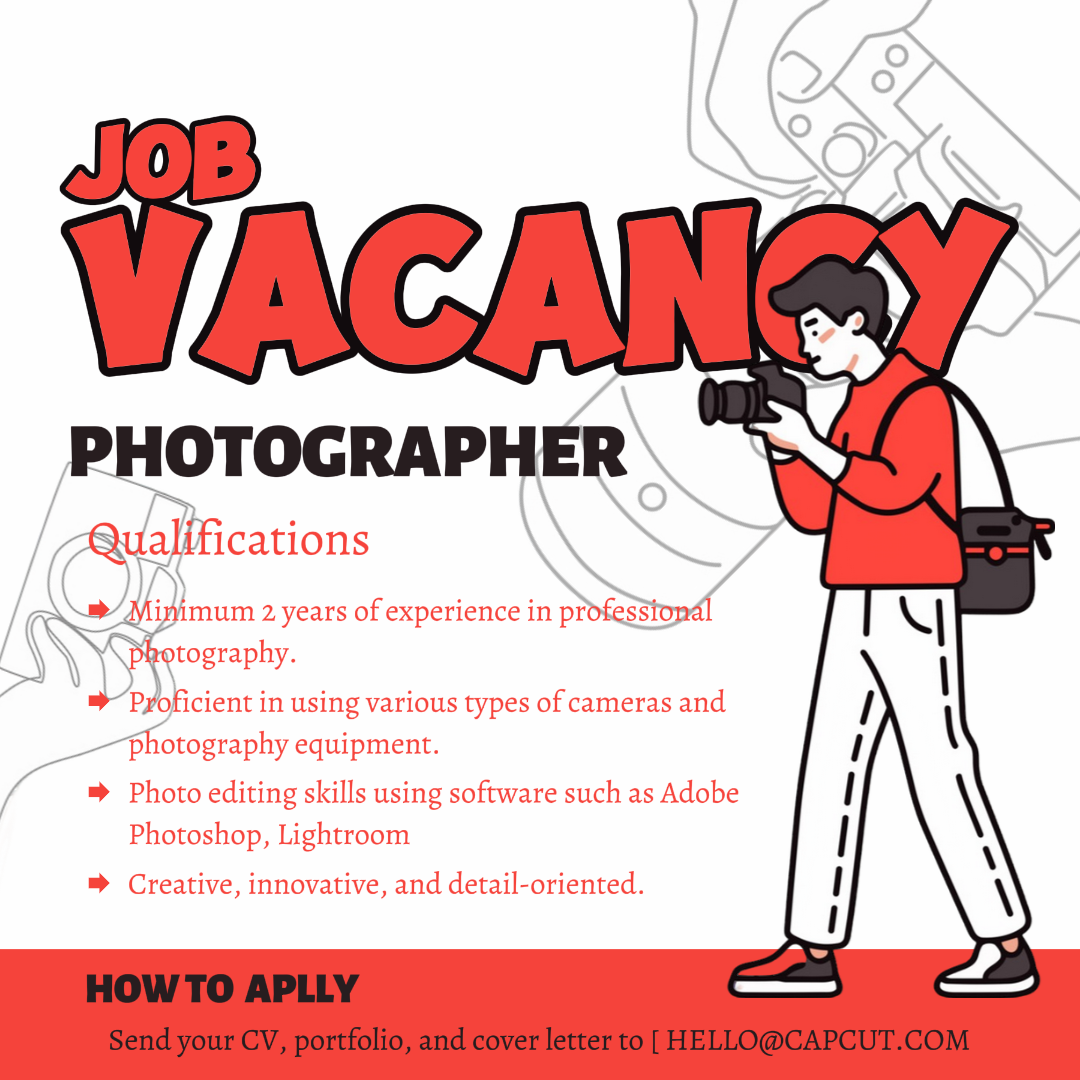 Cartel de marketing de negocios y oficinas, publicación de instagram, estamos contratando, blanco y rojo.