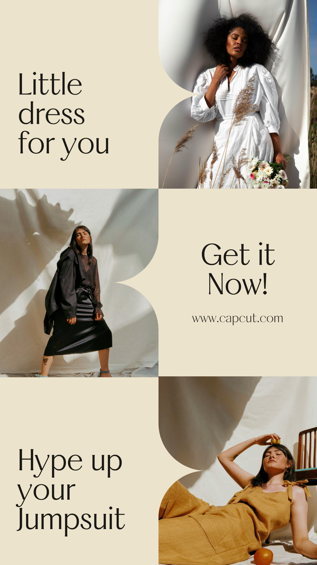 Affiche marketing de collage minimaliste histoire Instagram Obtenez-le maintenant beige