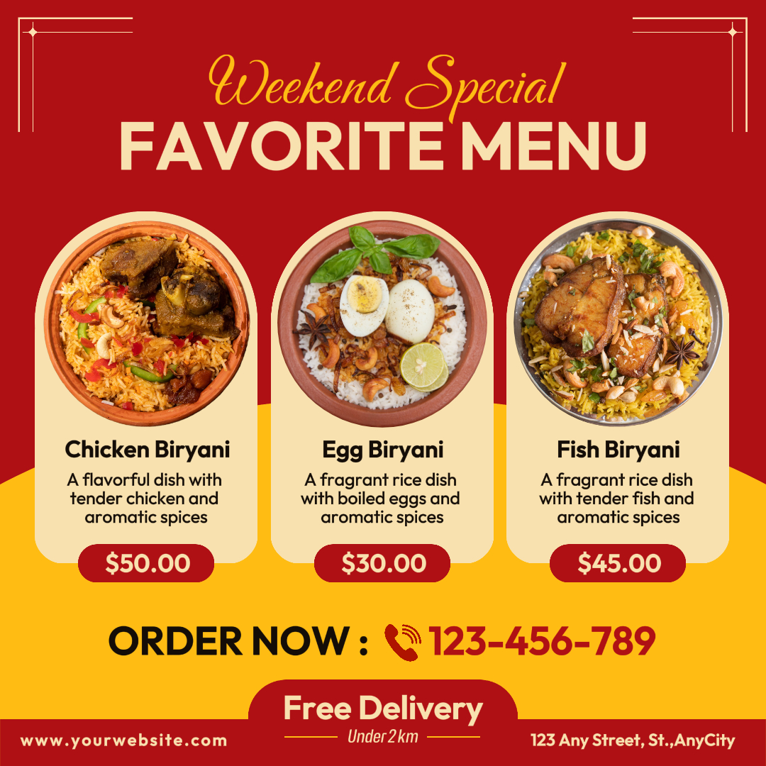 Alimentos e bebidas Menu Biryani favorito Instagram