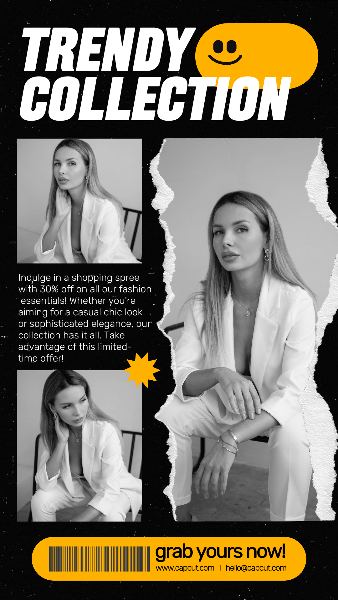 Ropa y zapatos Cartel de marketing Historia de Instagram Colección de moda Amarillo