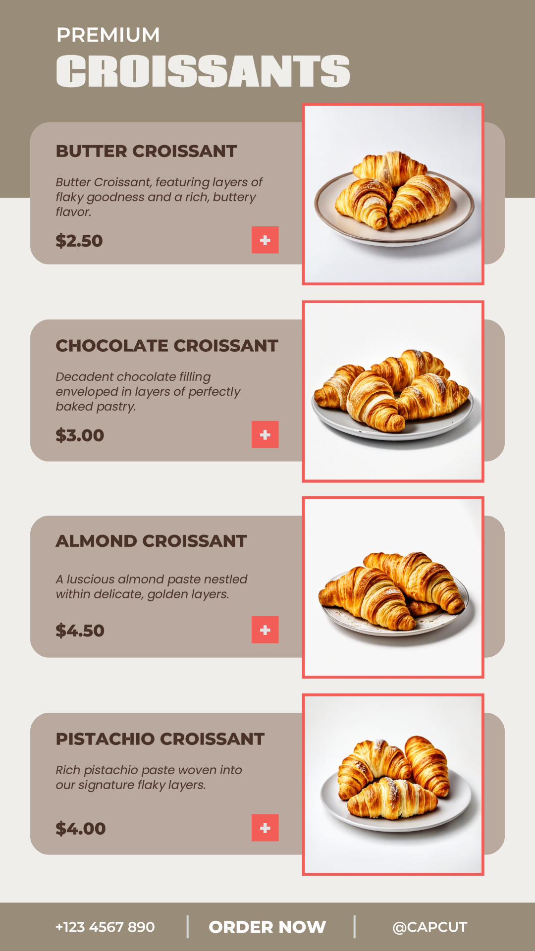 Minimalist Croissant Menu for Instagram Story