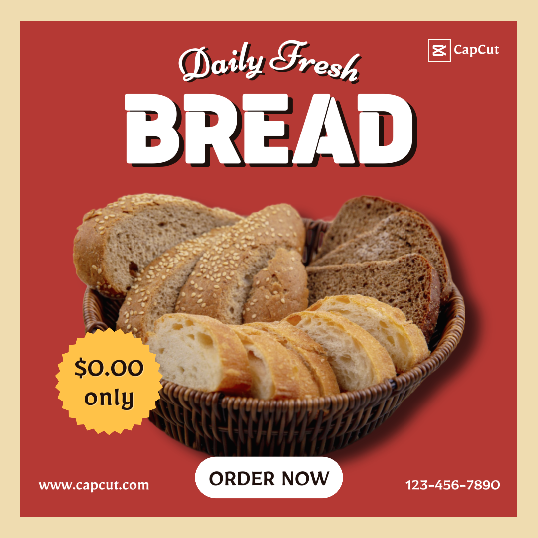 Nourriture et boissons - Pain frais quotidien - Publication publicitaire Instagram