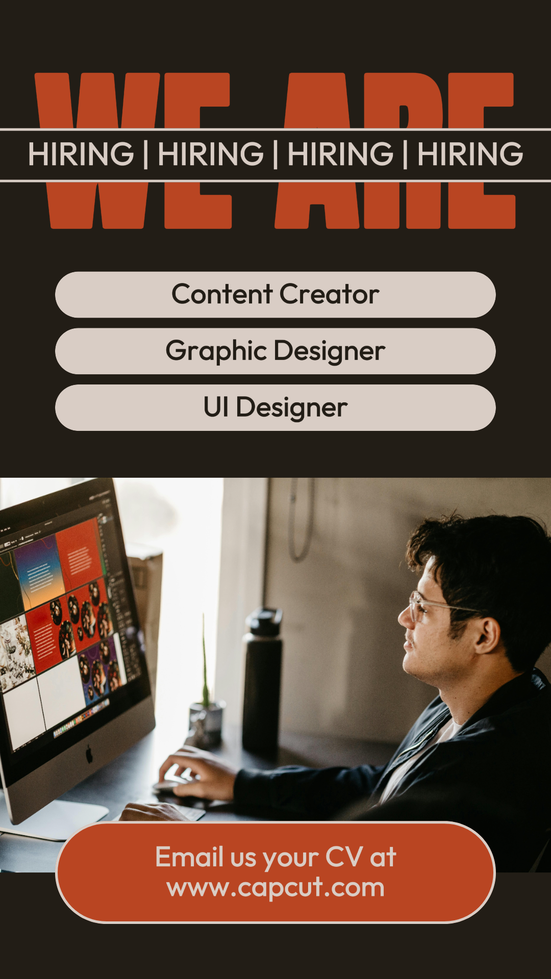 Business and Office Marketing Poster We Are Hiring Instagram Story Minimalist