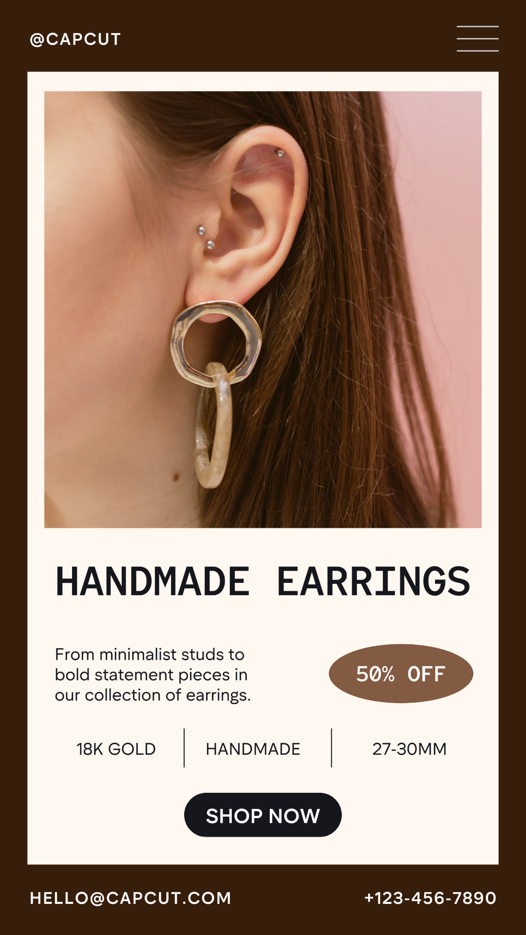 Fashion Jewerly Pendientes hechos a mano Promoción Historia de Instagram