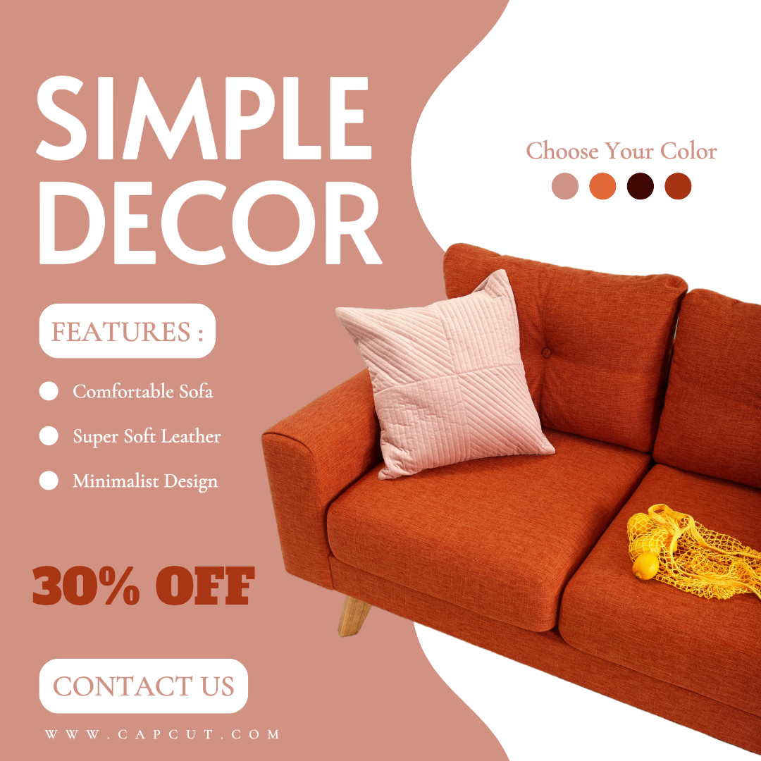 Household Furniture Simple Decor Instagram Post White and Maroon Minimalist