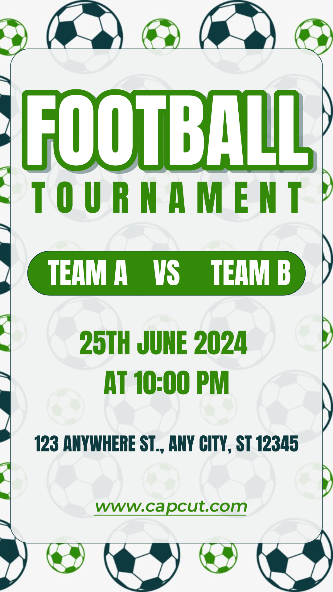 Sports and Match Marketing Poster Football Instagram Story White Green