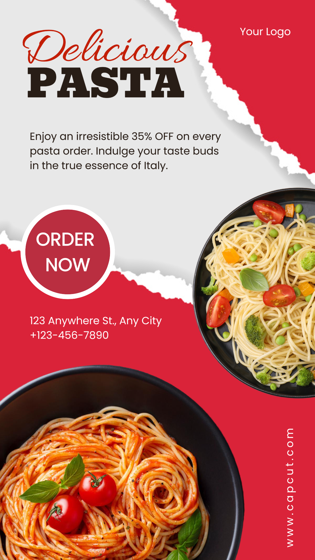 Promoção de Alimentos Restaurante de Massas História do Instagram