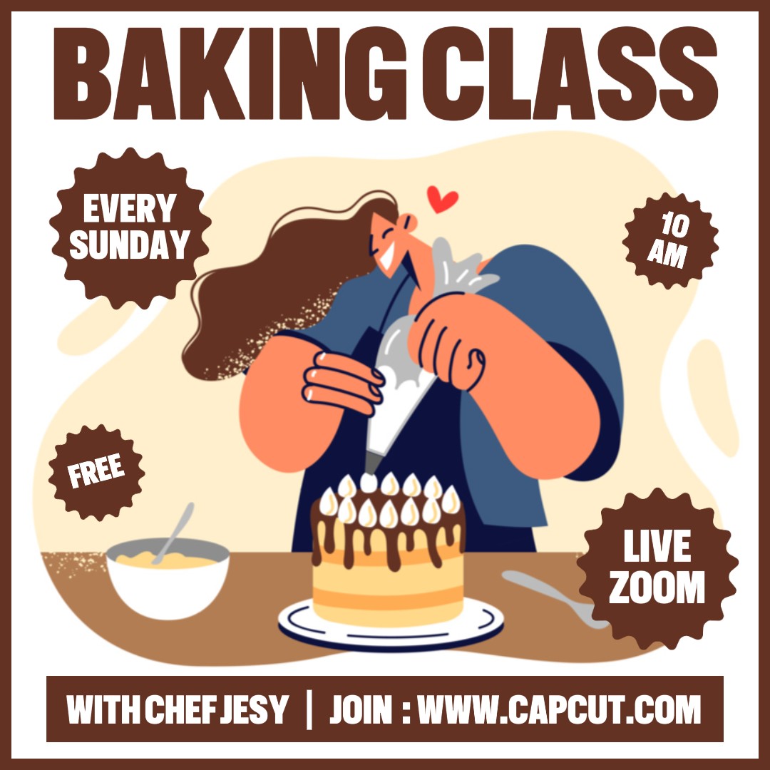 Baking Class Event Promotion Instagram Post Brown Flat Modern