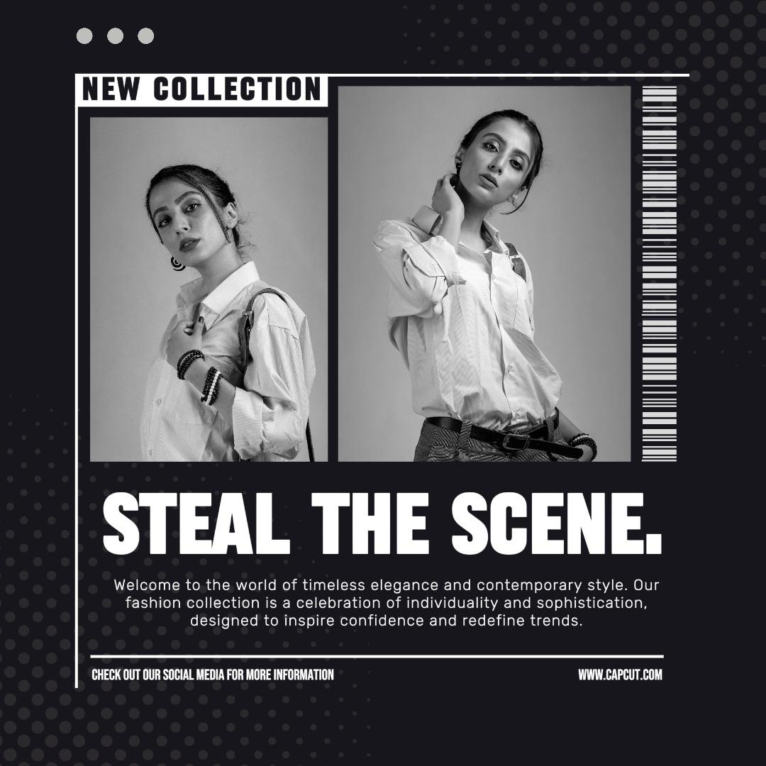 Exhibición De Moda De Collage Minimalista Publicación De Instagram En Blanco Y Negro