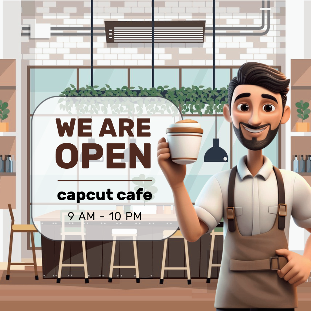 Cartel de marketing de negocios y oficinas instagram post café horario de apertura