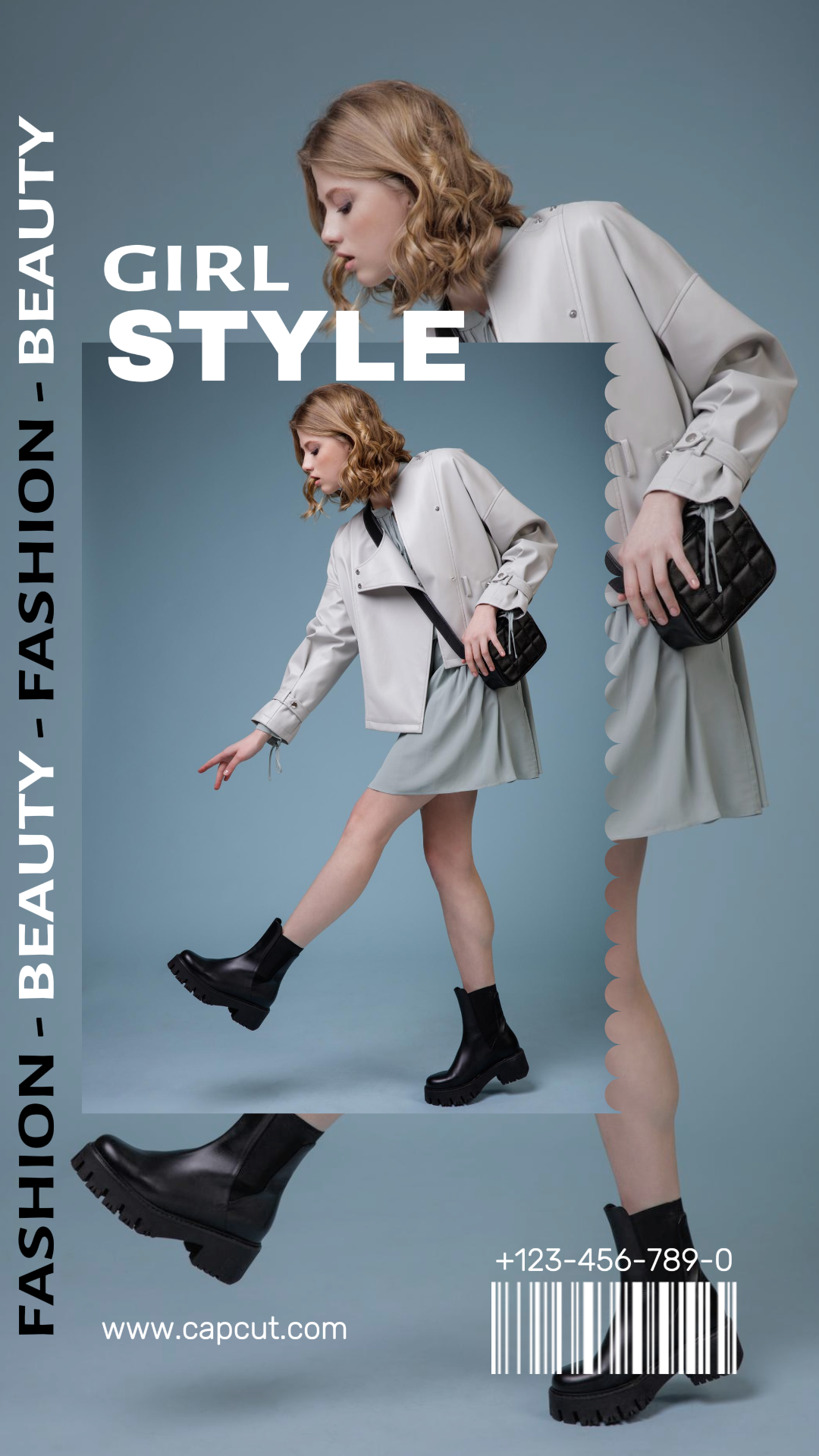 Affiche marketing de collage minimaliste Style fille Instagram Story Gris