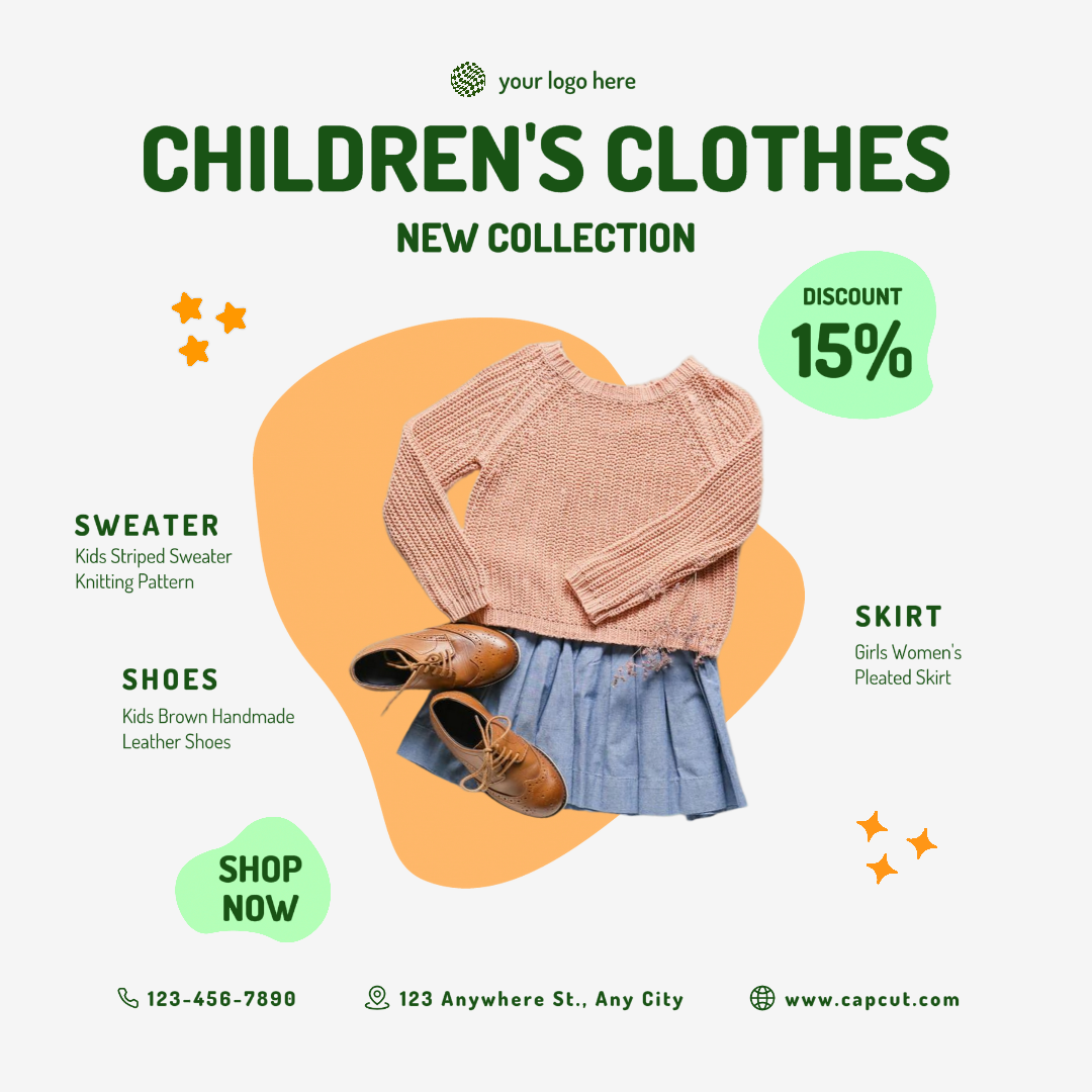 Kids Fashion Template for Instagram Post