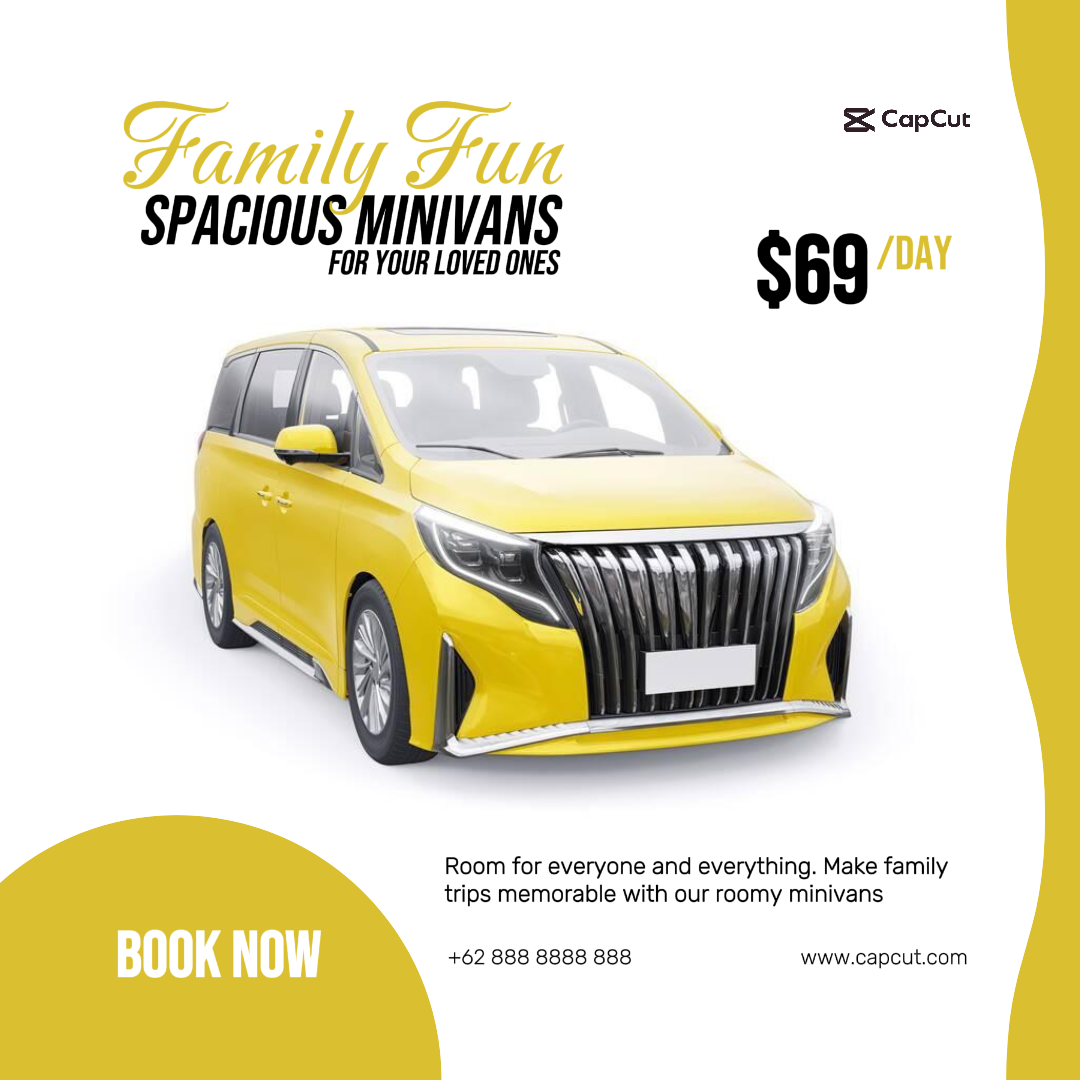 Cars Marketing Poster Car Rent Spacious Minivans 