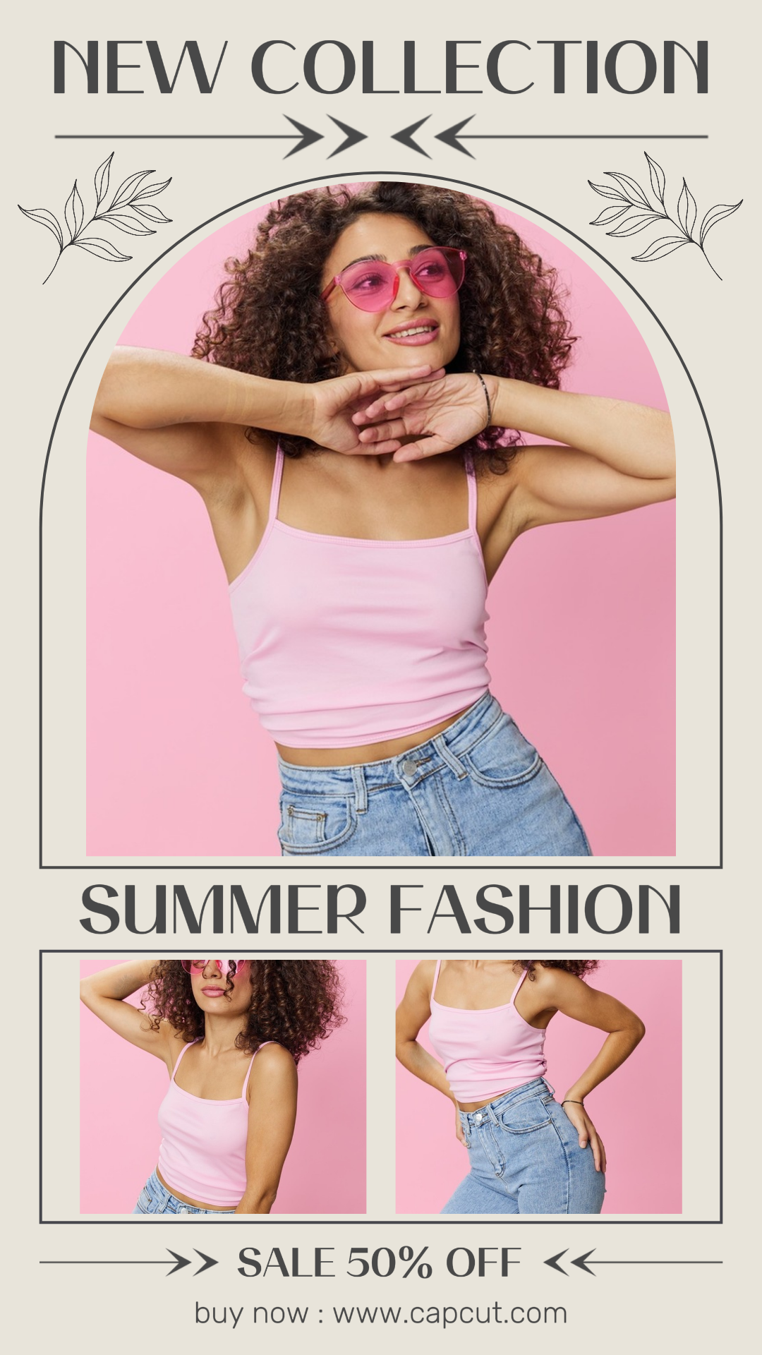 minimalist collage marketing poster summer fashion instagram pink