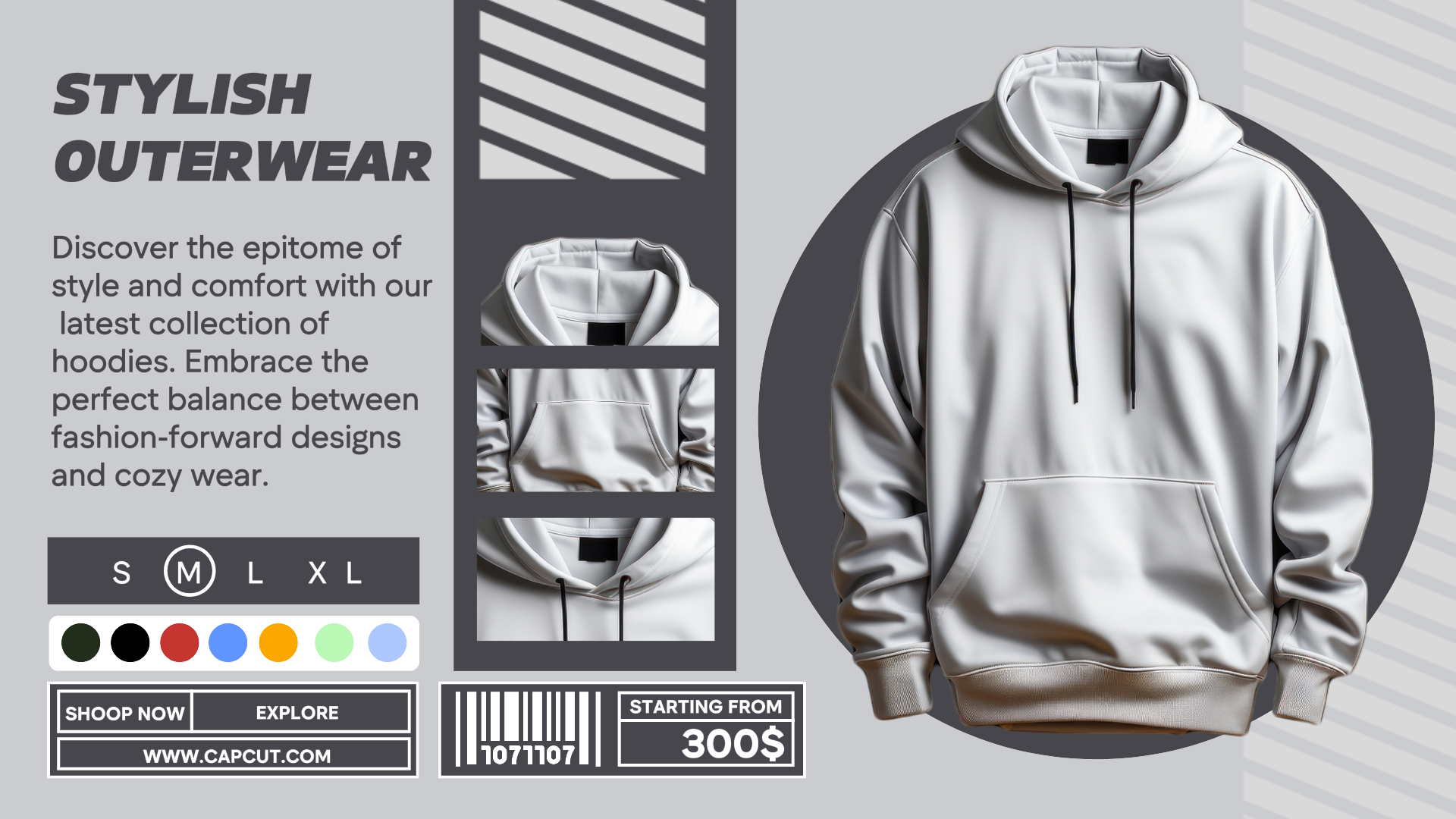 Minimalistische Fashion Industry Business Promotion Display Vorlage, grauer Hoodie für Business Promotion
