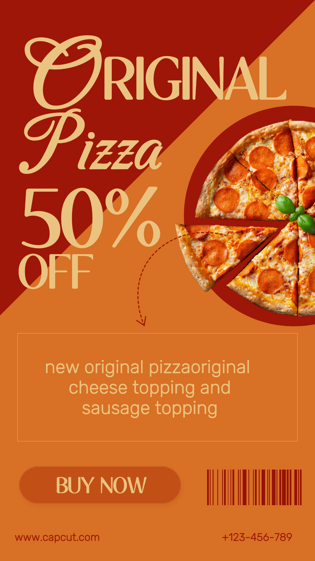 Food And Beverage Marketing Poster Original Pizza Sale Instagram story Modern