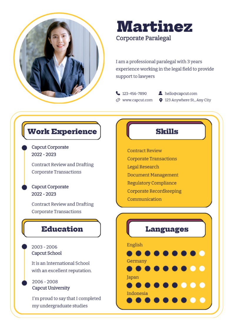 Business Corporate Paralegal Resume