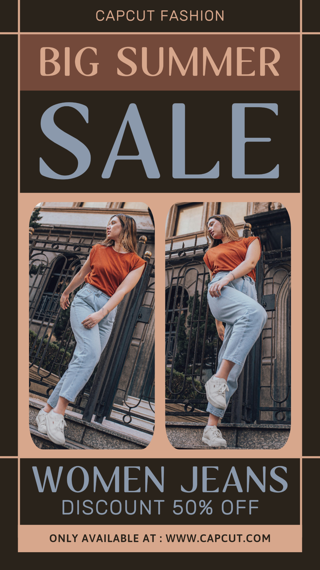 Cartel de marketing de ropa y zapatos Instagram Mujer Jeans