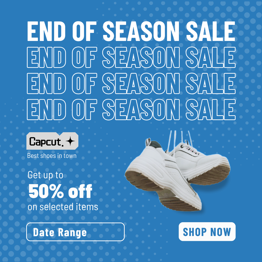 Vêtements et chaussures - Affiche marketing - Promotion - Vente de fin de saison Bleu