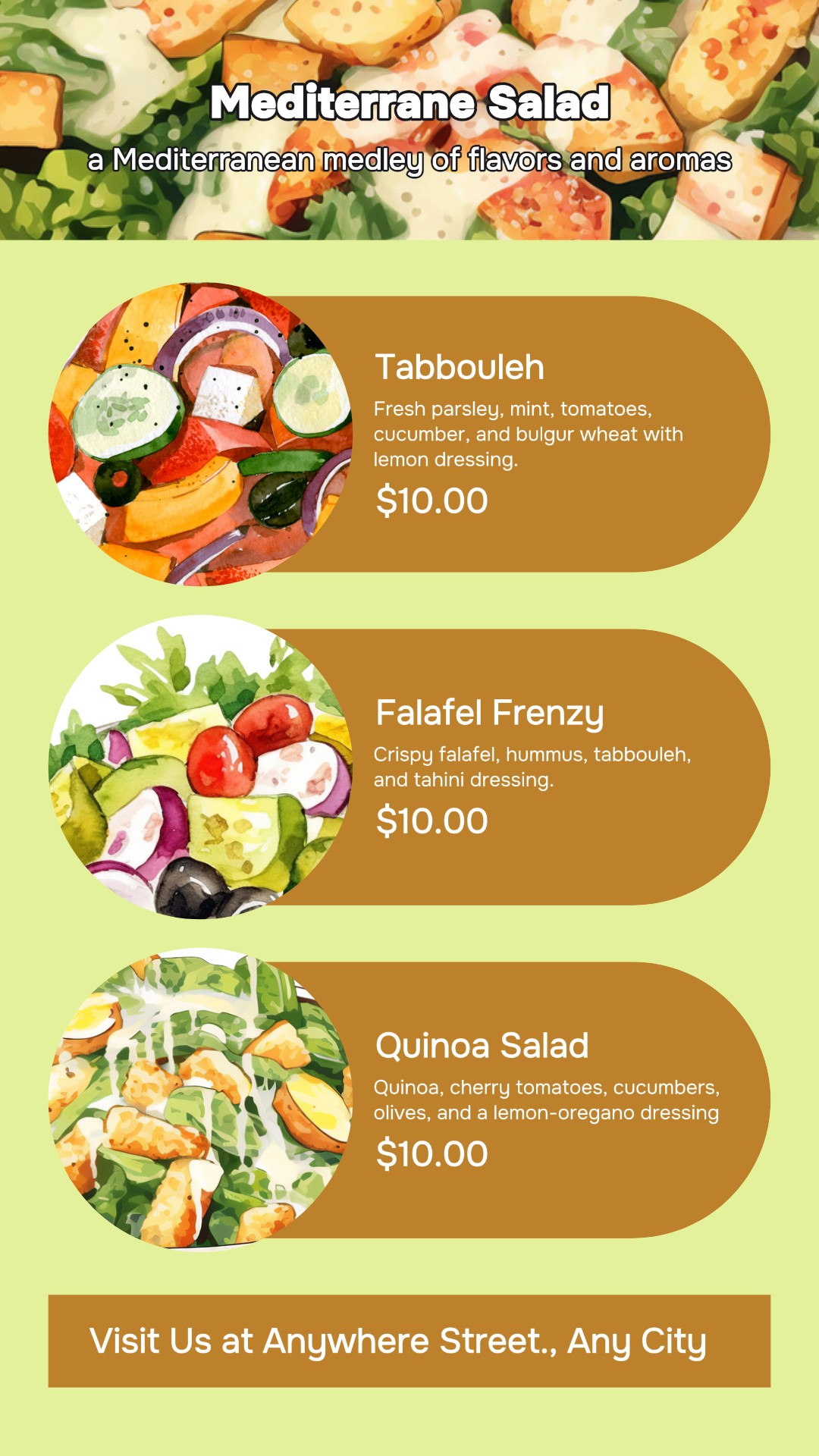 Menu de Salada Mediterrânea