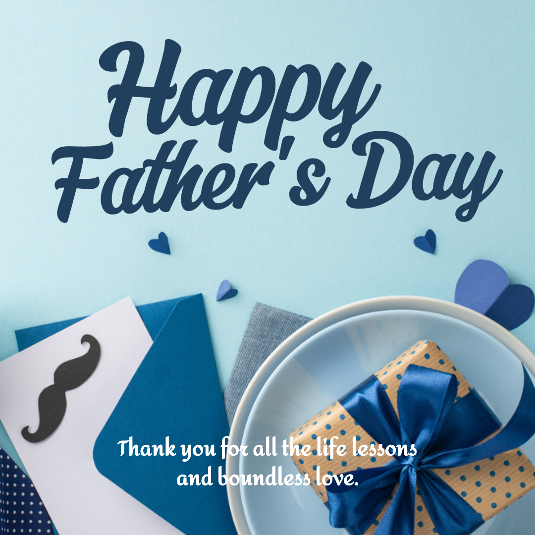 Poster kreatif hari ayah salam postingan instagram biru