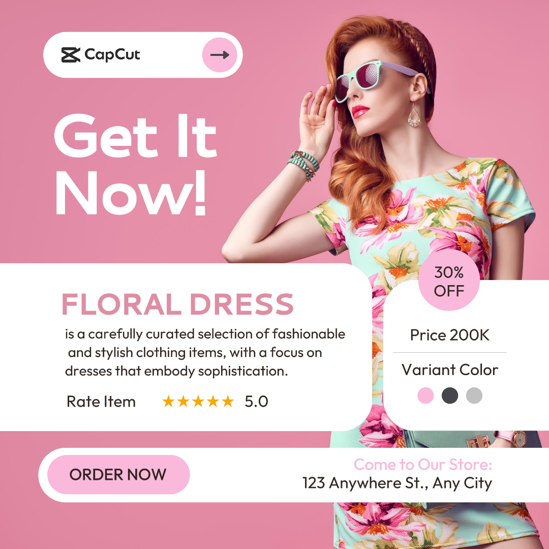 Vestido Floral Rosa Instagram Post