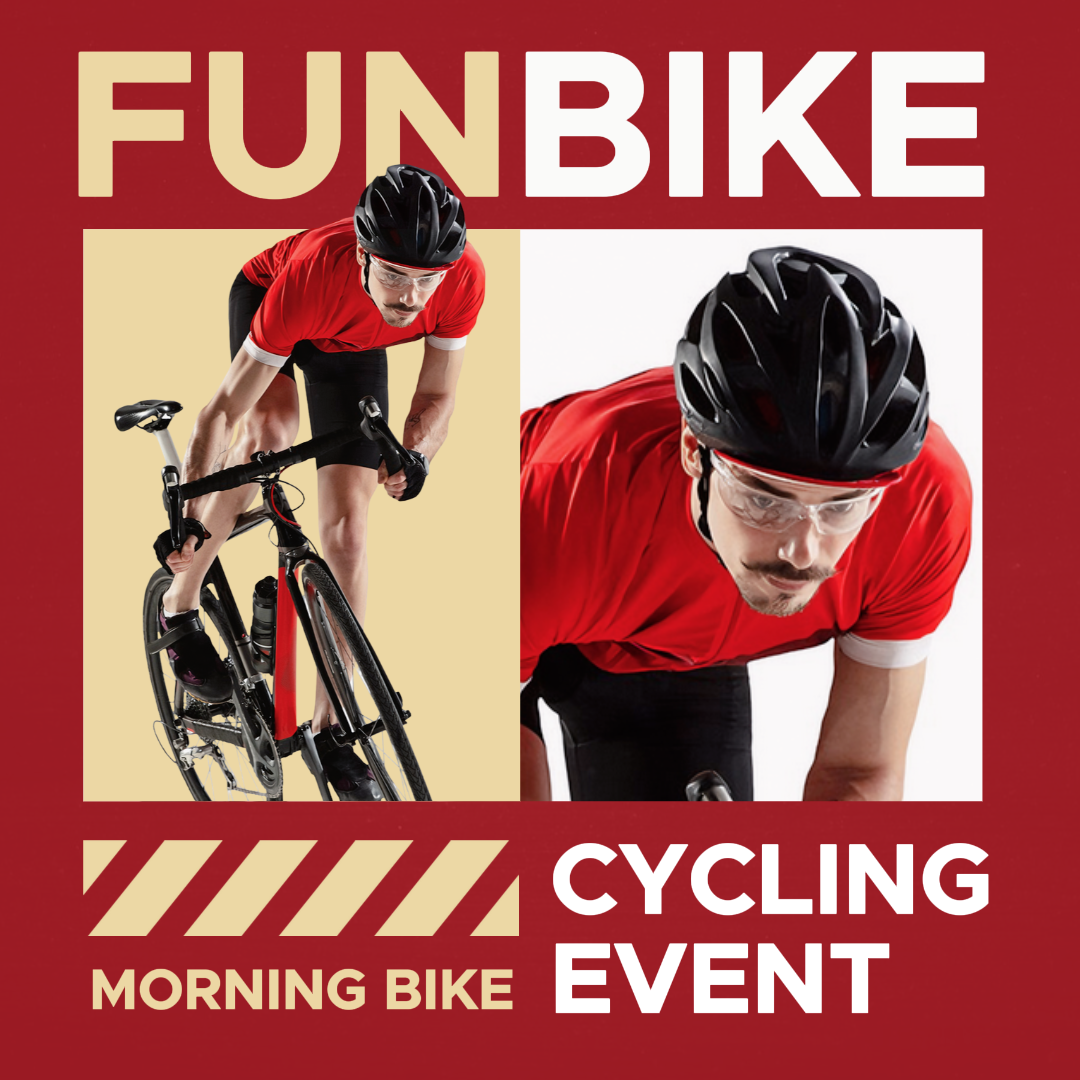 Sports et match matin cyclisme affiche créative instagram post rouge