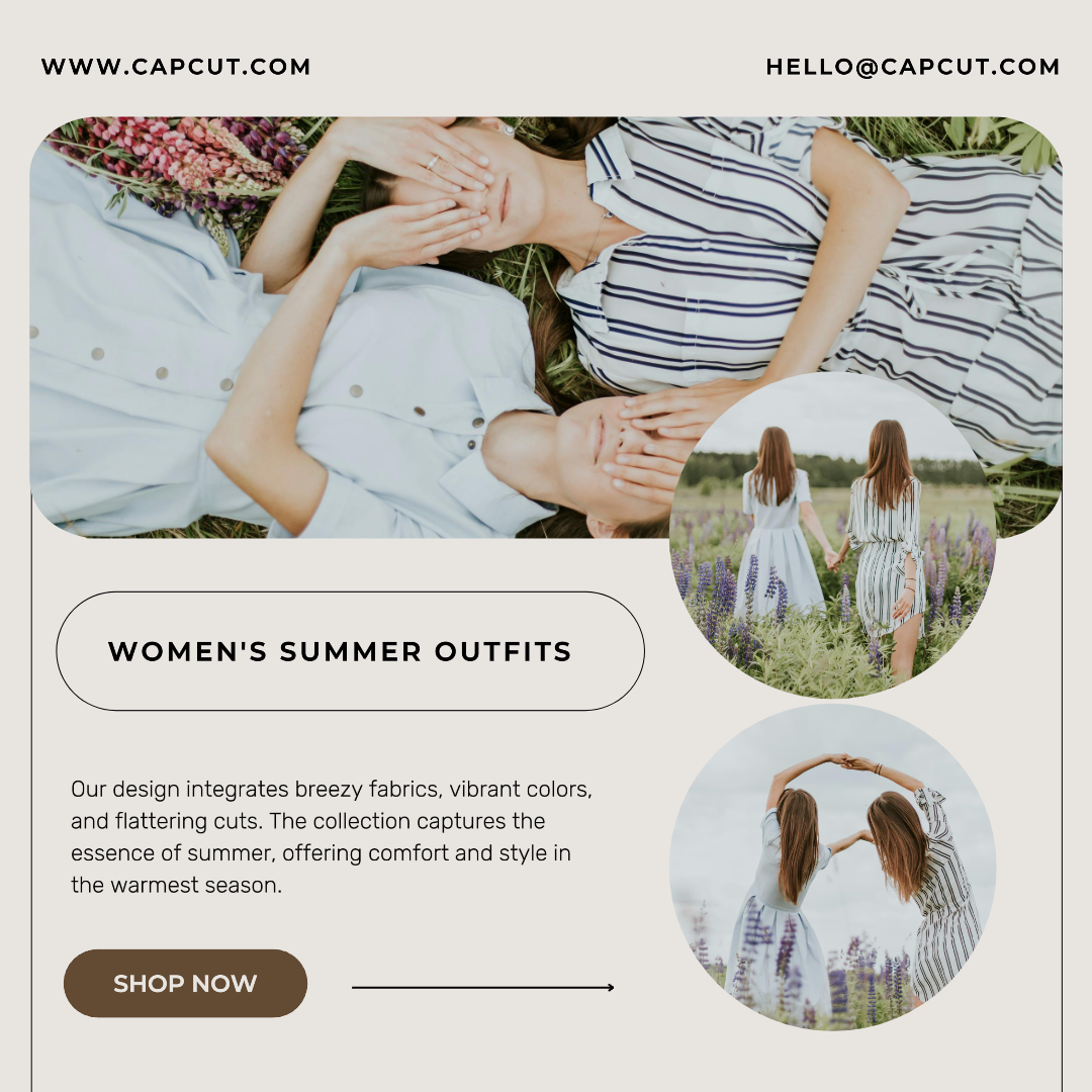 Pôster de Marketing de Roupas Femininas Roupas de Verão Exibição de Produto Instagram Post Bege Brown