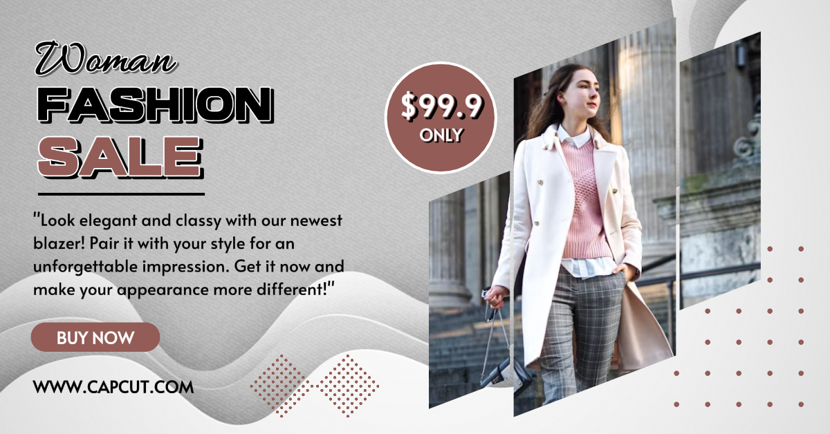 Facebook ads marketing poster woman fashion sale grey pink | Redação Publicitária