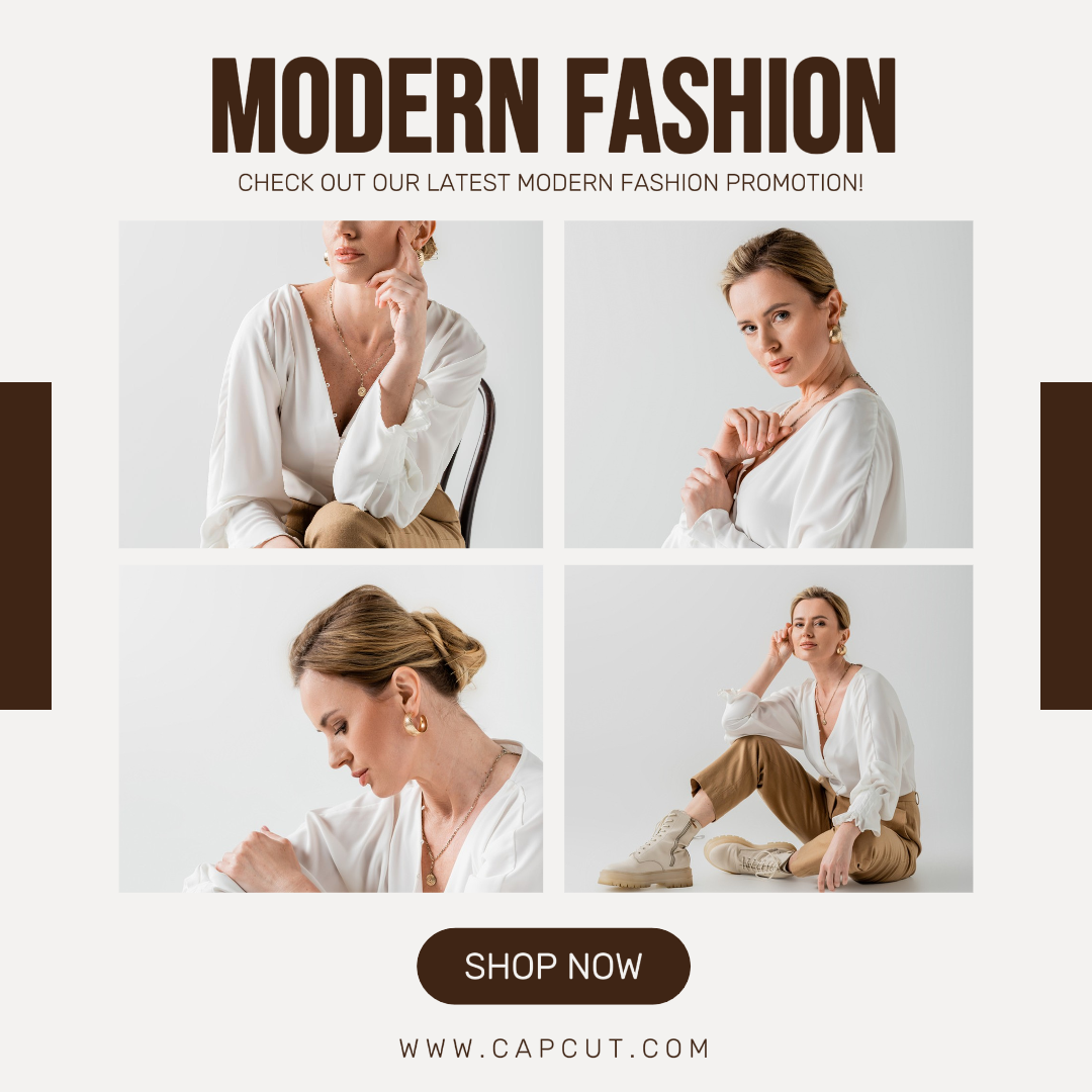 Pôster de marketing de colagem minimalista Instagram Story Roupas brancas e marrons