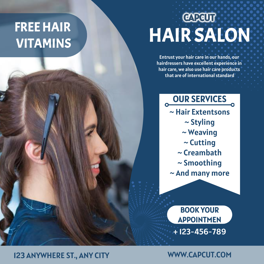 Promotion de salon de coiffure post instagram bleu