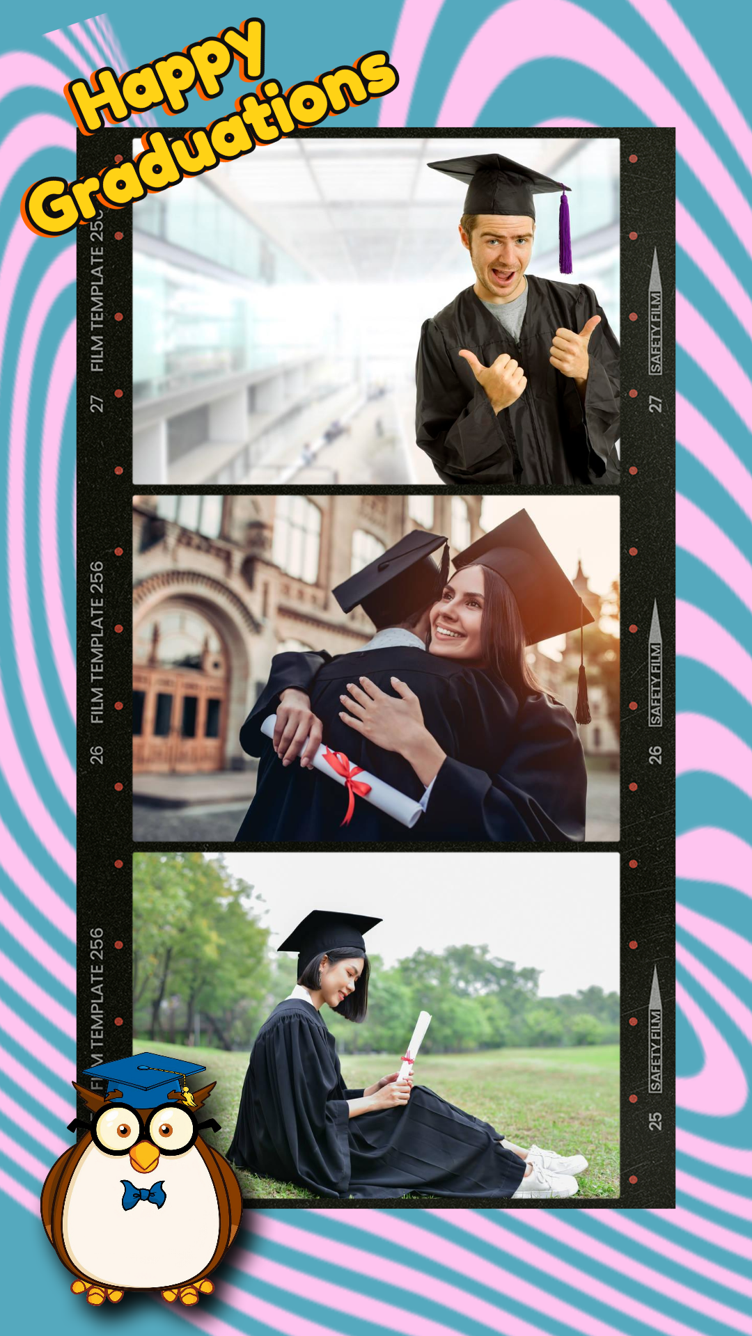 Nicht-Marketing-Fotocollage Glückliche Abschlussfeiern