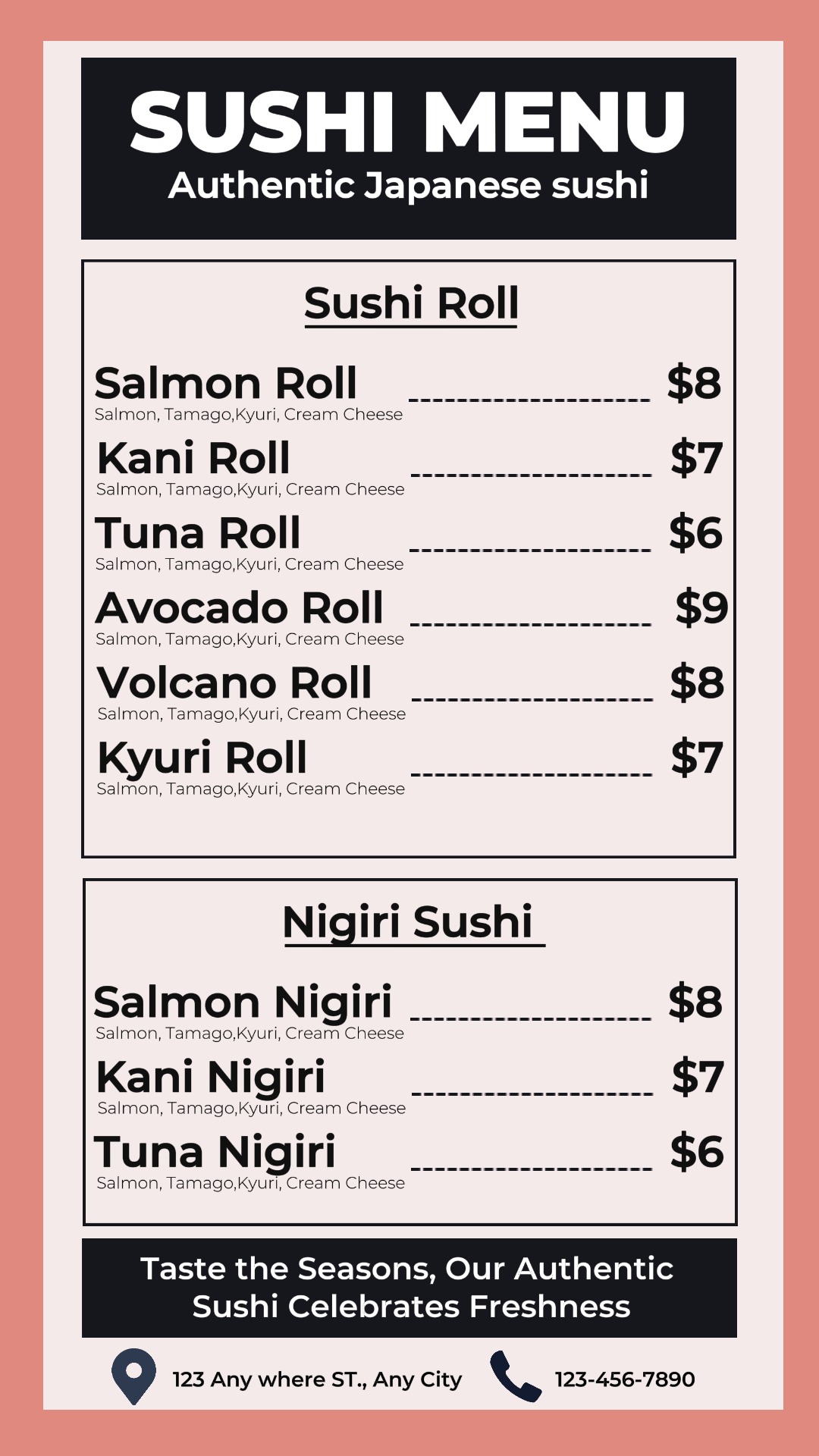 Food Sushi Menu Instagram Story