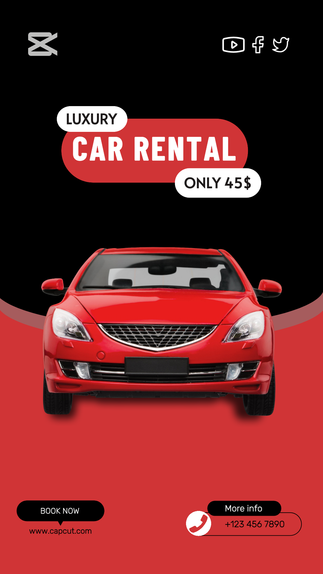 Rent car social media post black red
