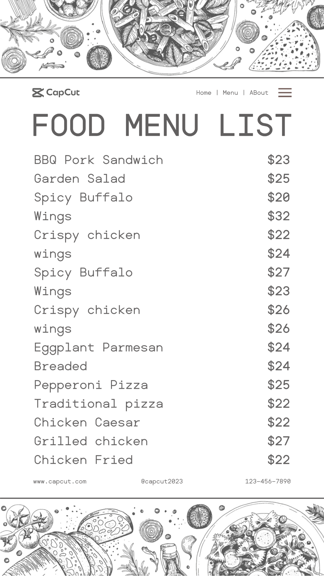 Food Menu List Tiktok Post