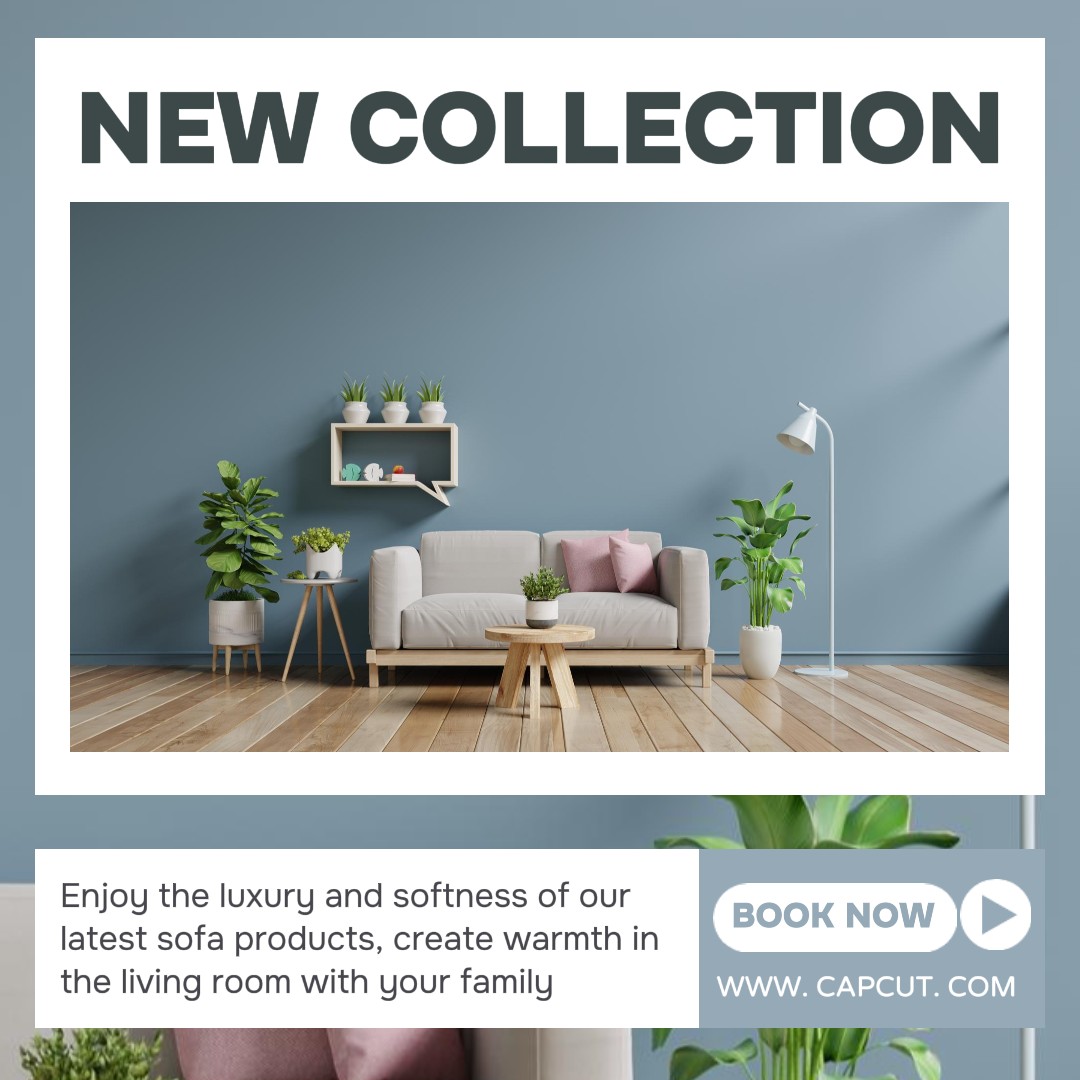 Conception d'affichage promotionnel minimaliste pour le canapé du salon pour les publications Instagram